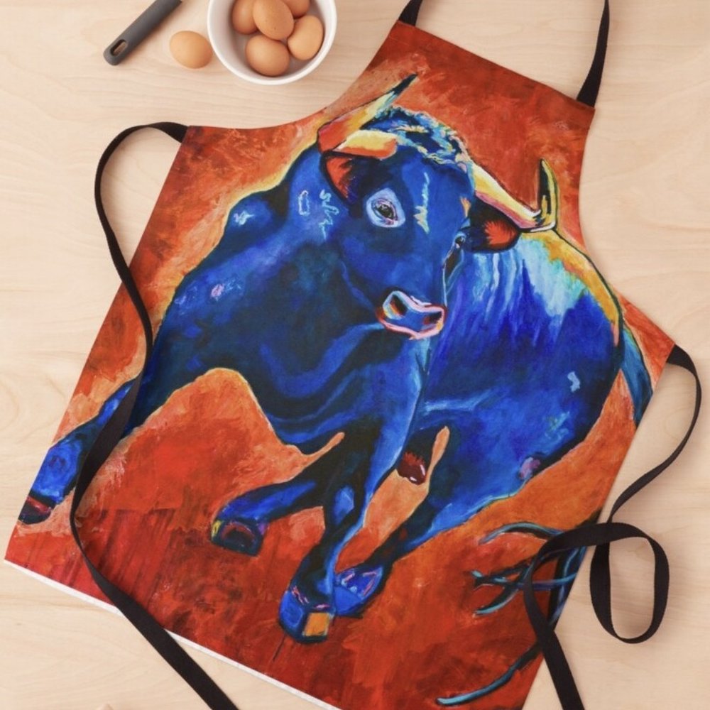 Cooking Apron from Fine Art Design Blue Bull